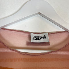 Jean Paul Gaultier Morphing Stripes Mesh Long Dress Size M