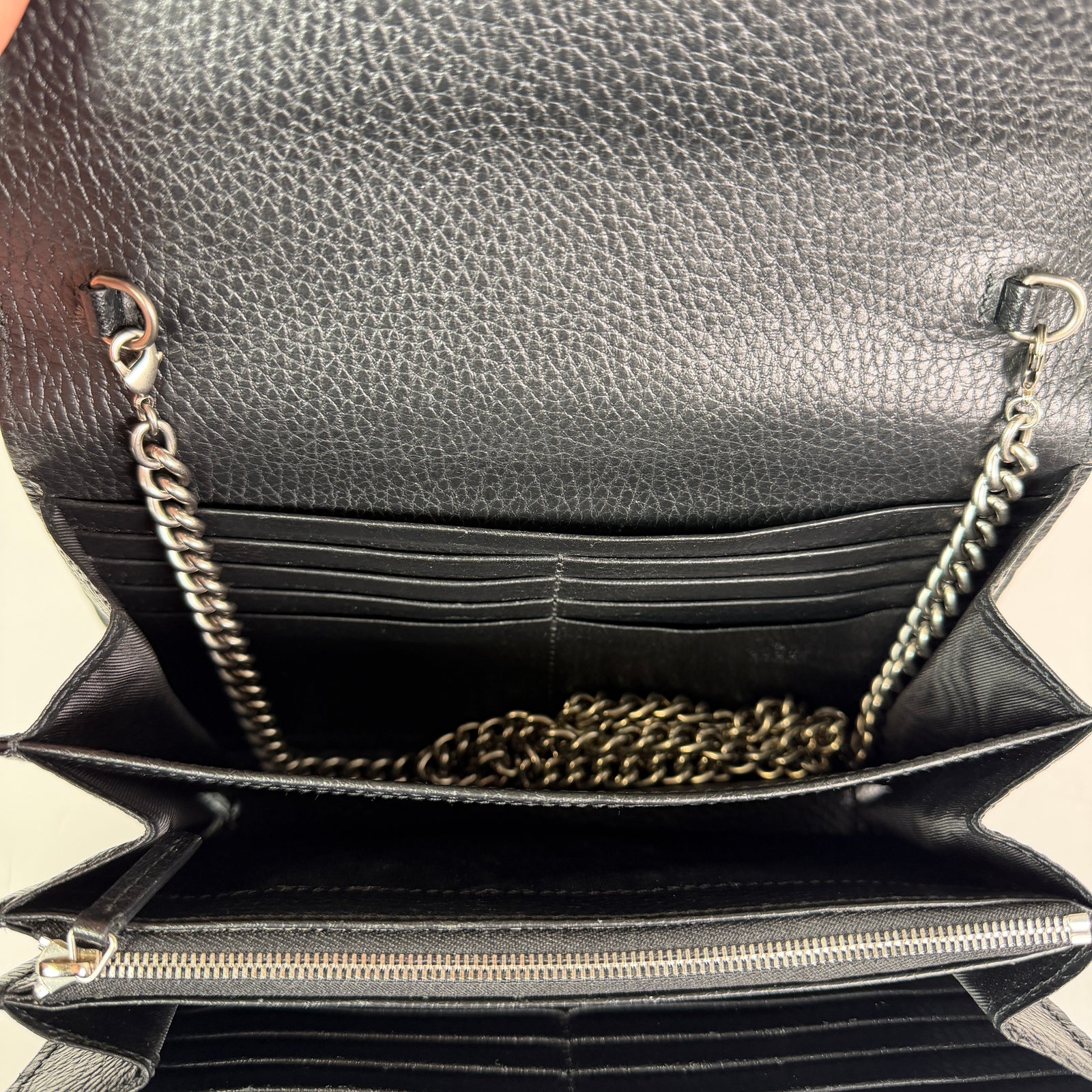 Gucci Black Leather Dionysus Wallet On Chain Bag