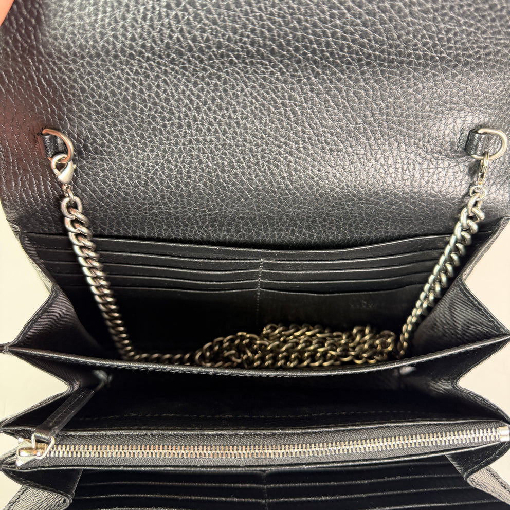 Gucci Black Leather Dionysus Wallet On Chain Bag