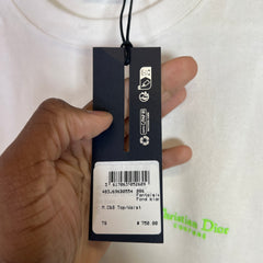 Dior White/Lime Green Couture Logo T-Shirt Size S