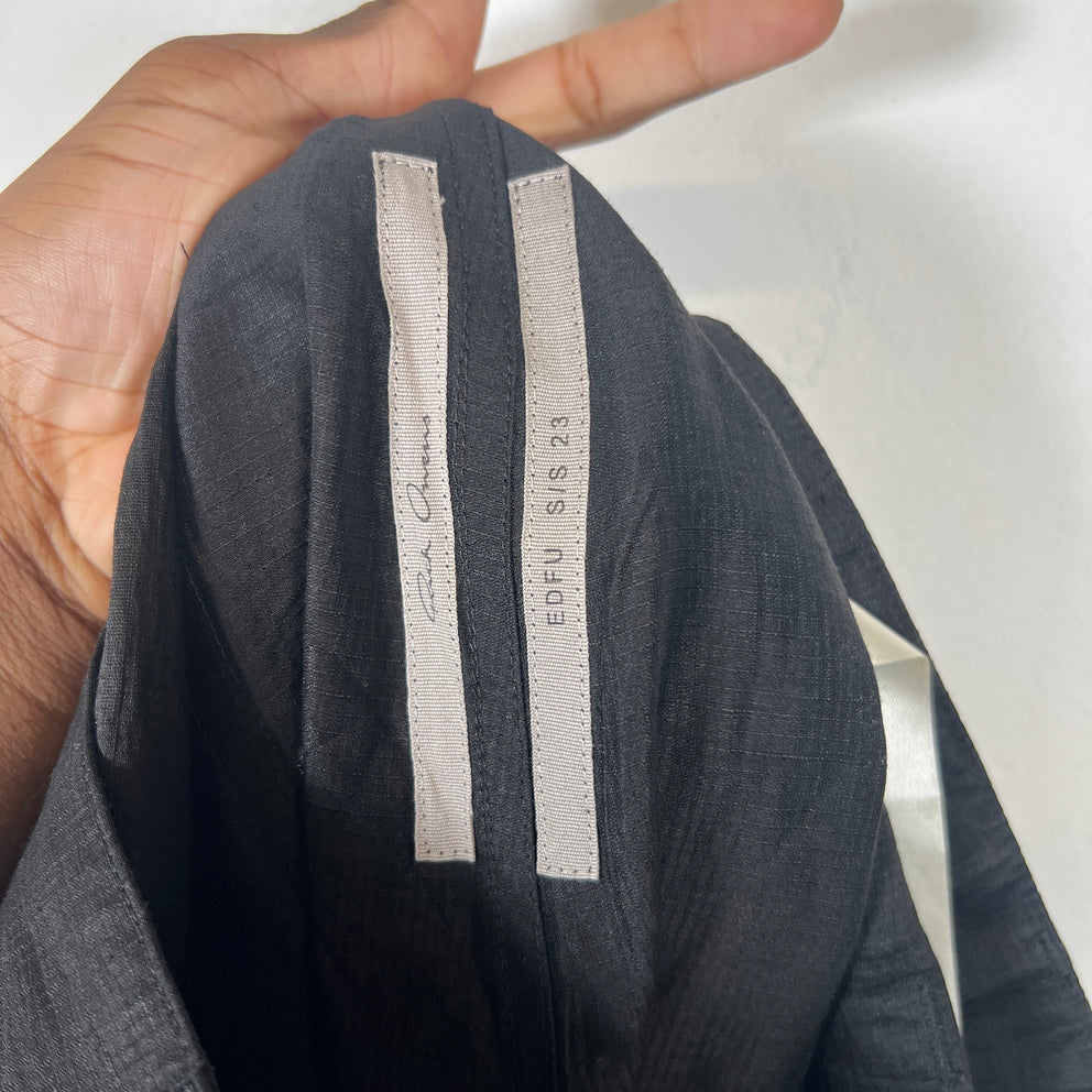 Rick Owens Black Linen Bolan Cut Pants Size 32