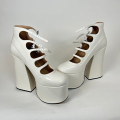 Marc Jacobs White Patent Leather Kiki Platform Heels Size 41