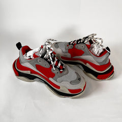 Balenciaga Grey/Red Triple S Sneakers Size 38