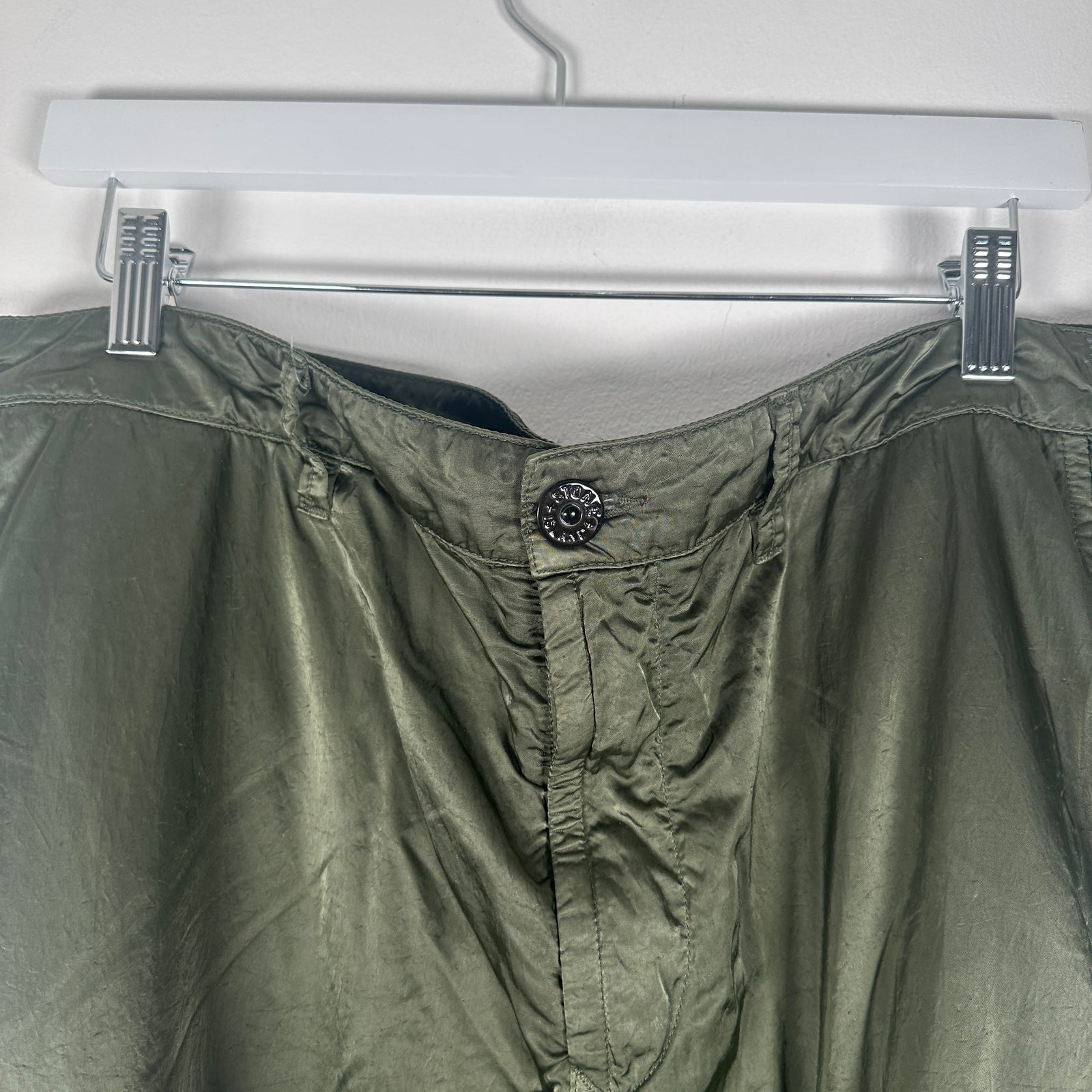 Stone Island Green Nylon Zipper Cargo Pants Size 36