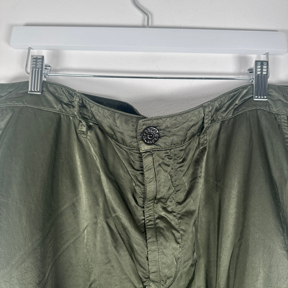 Stone Island Green Nylon Zipper Cargo Pants Size 36