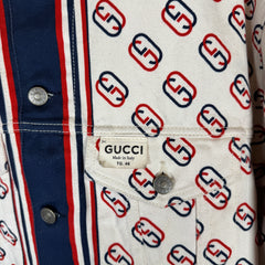 Gucci Interlocking G Logo Printed Trucker Jacket Size 46