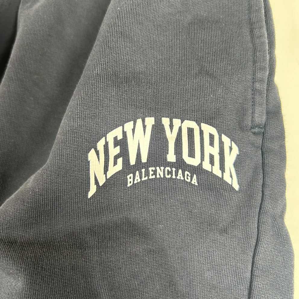 Balenciaga Navy New York Sweat Shorts Size M