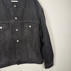 Balenciaga Spell Out Logo Black Jean Jacket Size XL