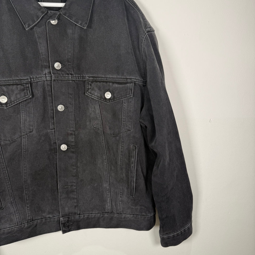 Balenciaga Spell Out Logo Black Jean Jacket Size XL