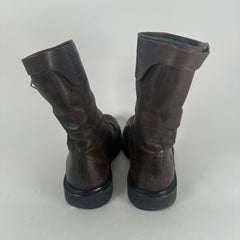 Rick Owens Spiral Cut Brown Leather Boots Size 41