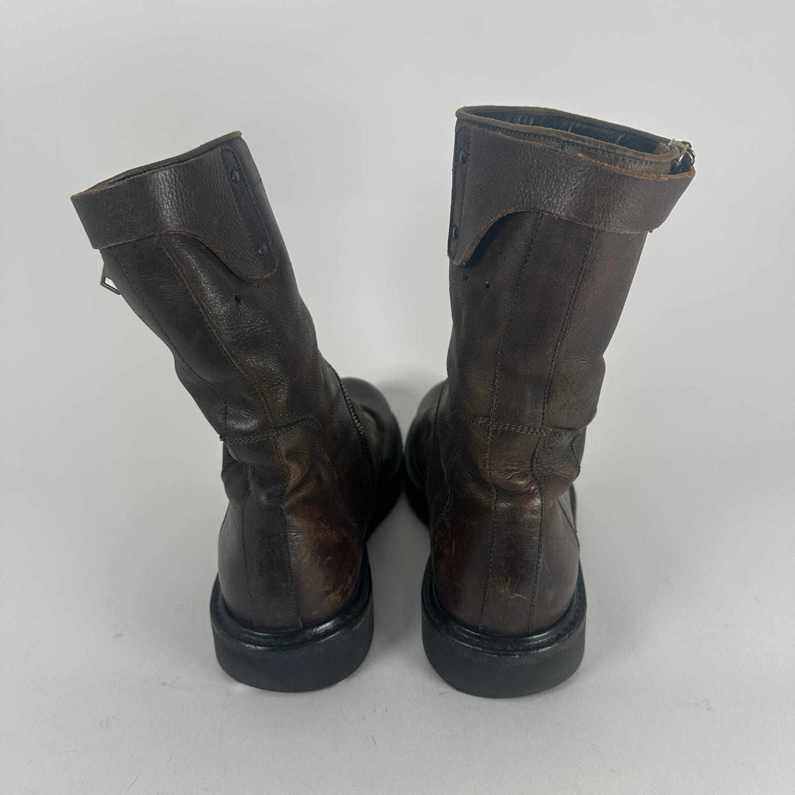Rick Owens Spiral Cut Brown Leather Boots Size 41