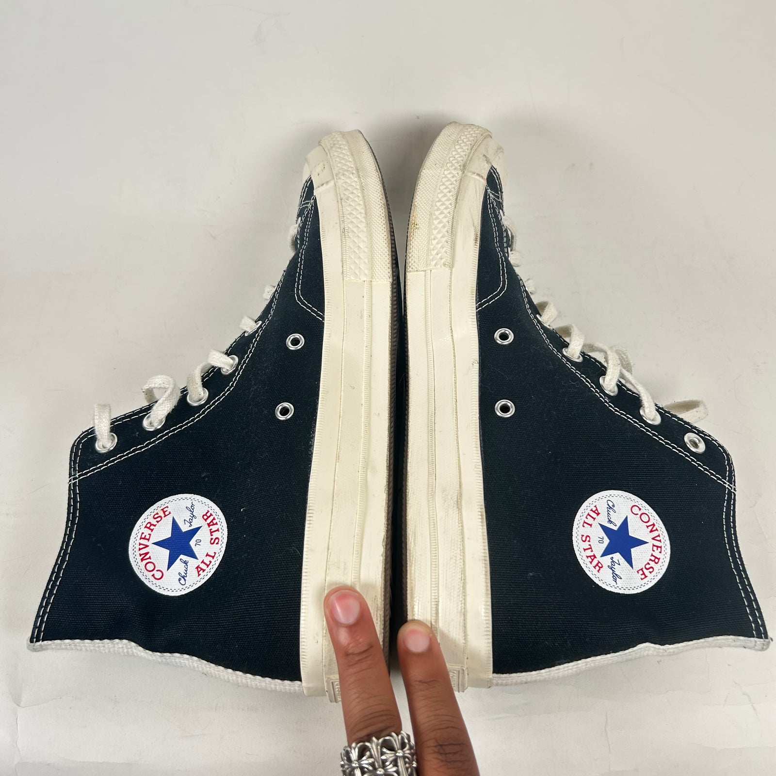 CDG Play Black Heart High Top Converse Size 12