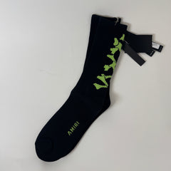 Amiri Black/Lime Green Stacked Bone Socks Size 43-44