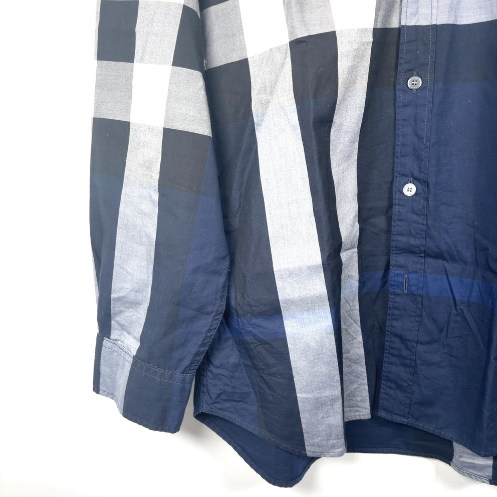 Burberry Half Plaid Button-Up Shirt