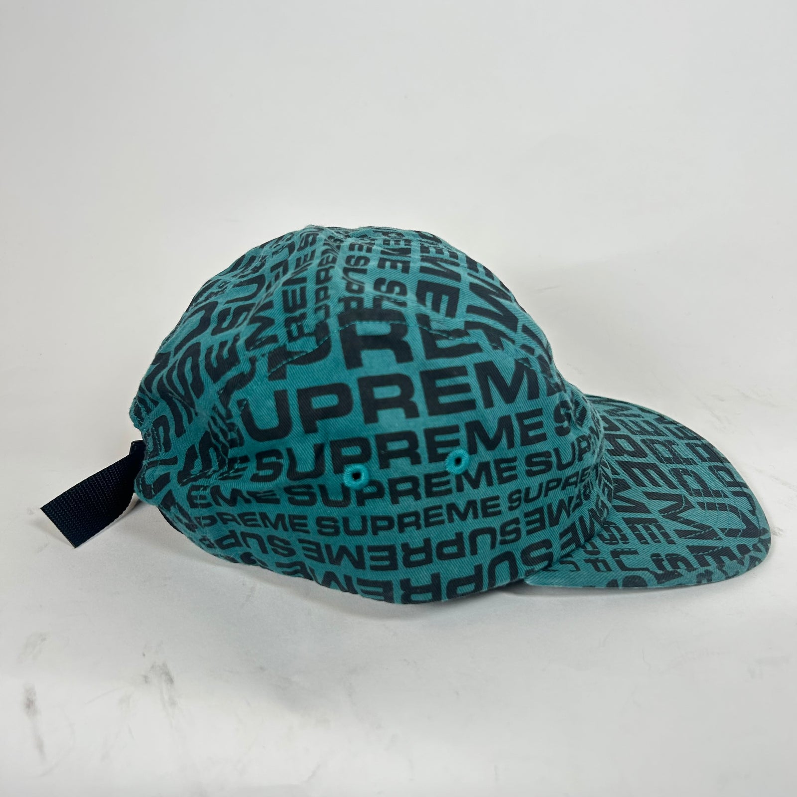Supreme SS18 Teal Repeater Camp Cap