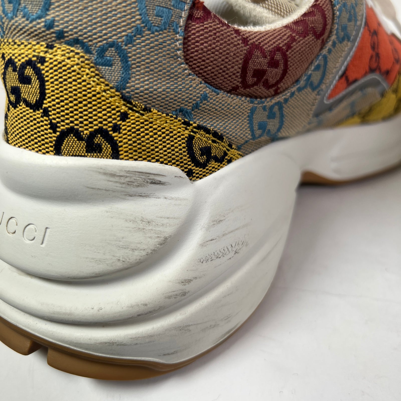 Gucci Multi Orange GG Rhyton Sneaker Size GG 10.5