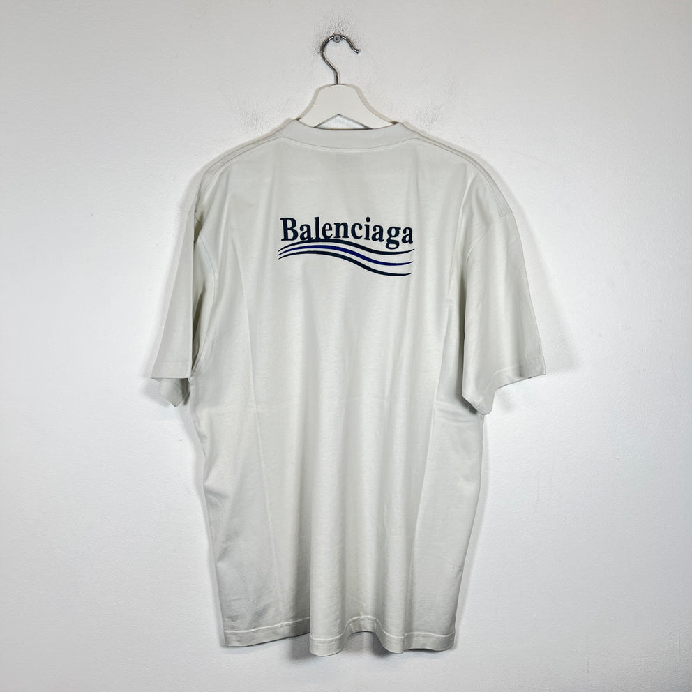 Balenciaga White Campaign Logo T-Shirt Size S