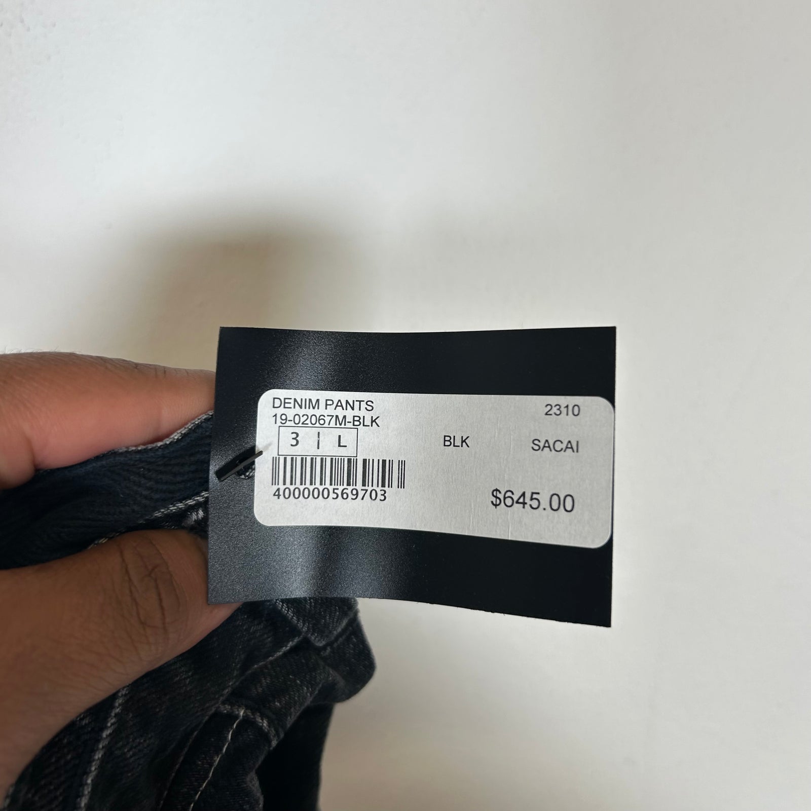 Sacai Black Washed Zipper Denim Jeans 32