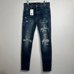 Amiri Dark-Wash Tigh Blue Logo MX1 Size 34