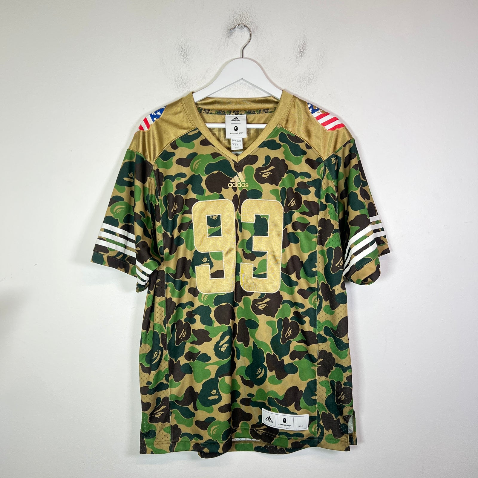 Bape x Addias Green Camo SB Football Jersey