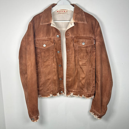 Marni Brown Washed Denim Jacket Size L