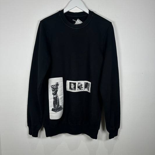 Rick Owens Black Patchwork Crewneck Size S