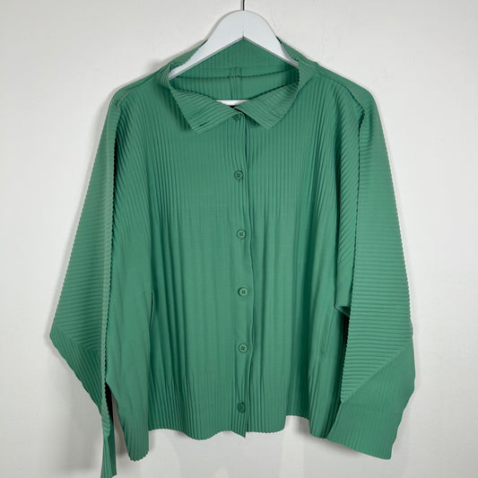 Issey Missake Green Pleated Button-Up Size M