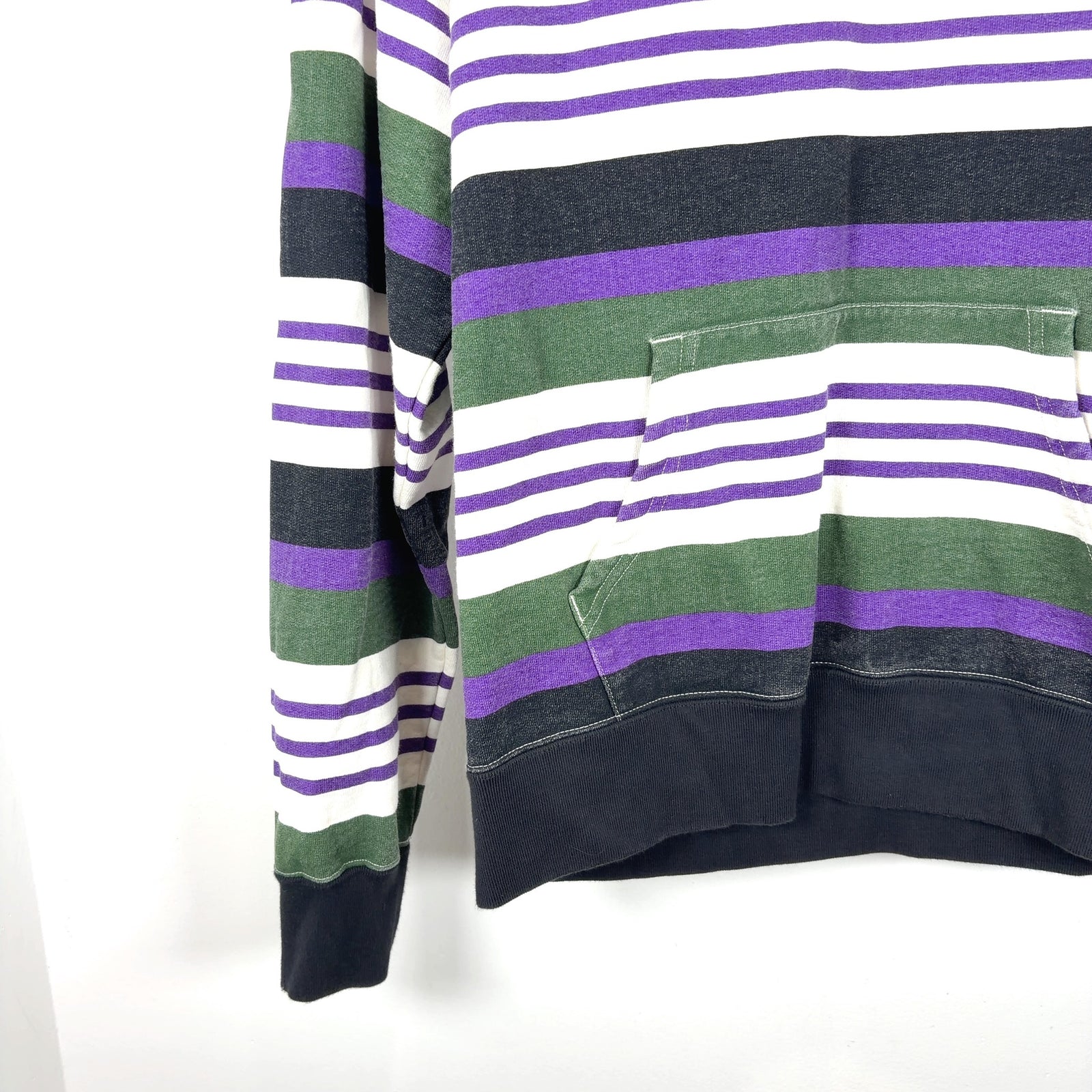 Supreme Striped Logo Pull-Over Hoodie