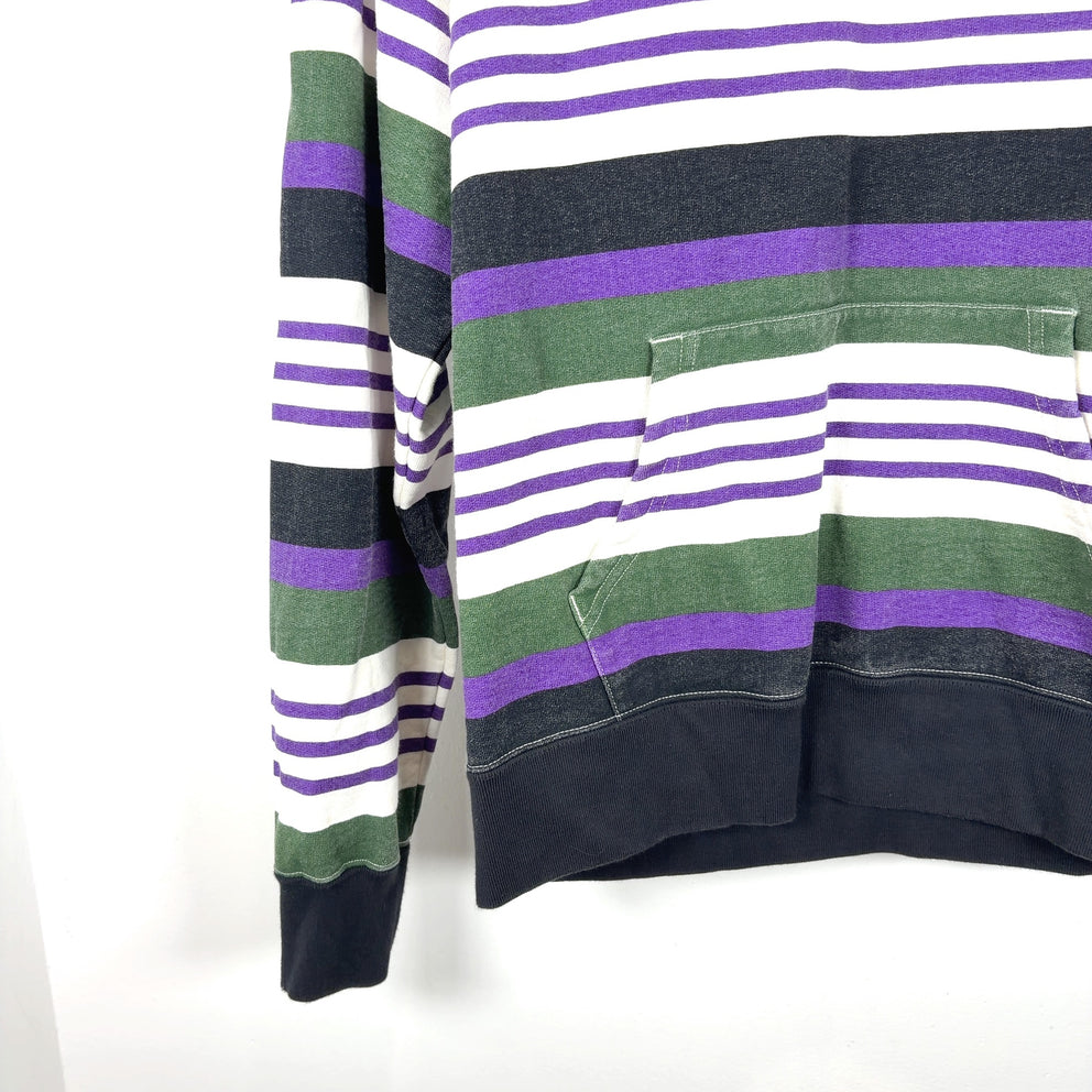 Supreme Striped Logo Pull-Over Hoodie