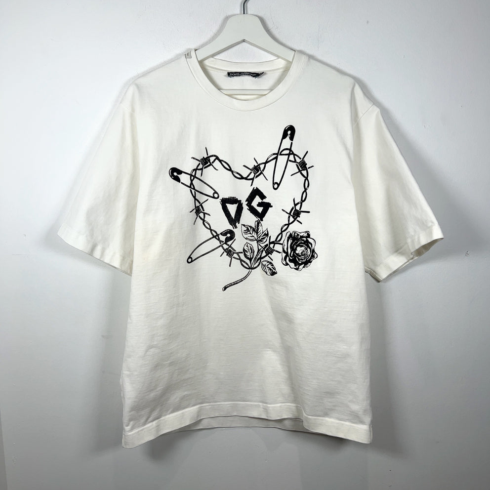 Dolce & Gabbana Safety Pin Heart Graphic T-Shirt