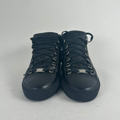 Balenciaga Black Leather 'Arena' Hightop Sneaker Size 9