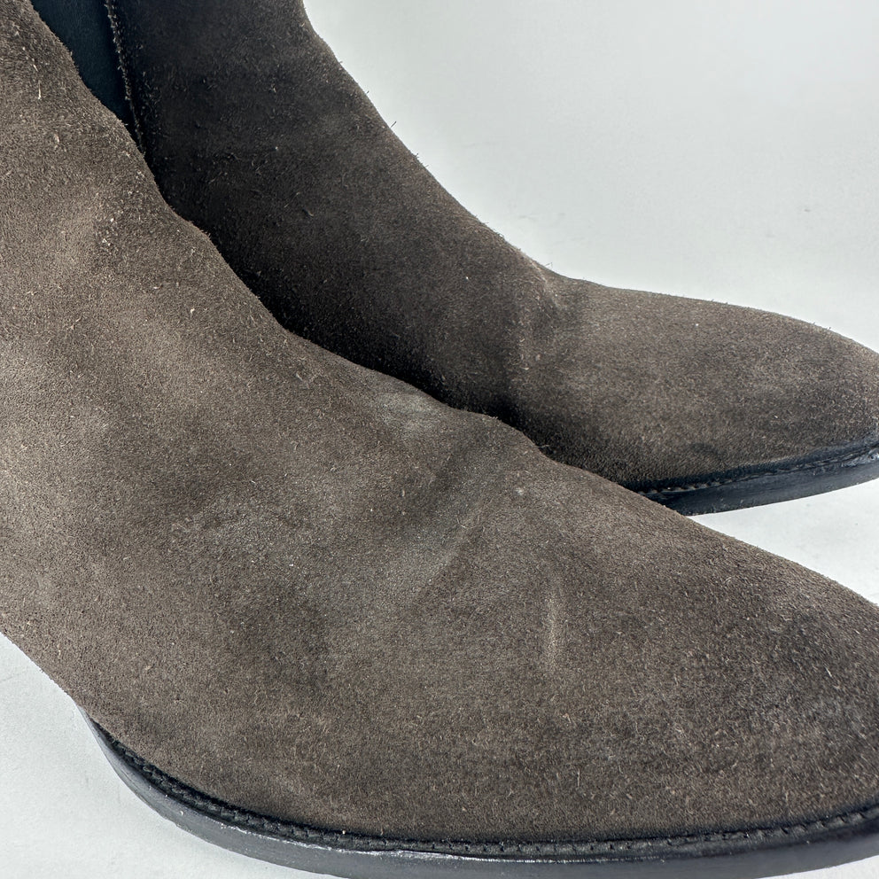 Saint Laurent Chocolate Suede Chelsea Boot Size 43