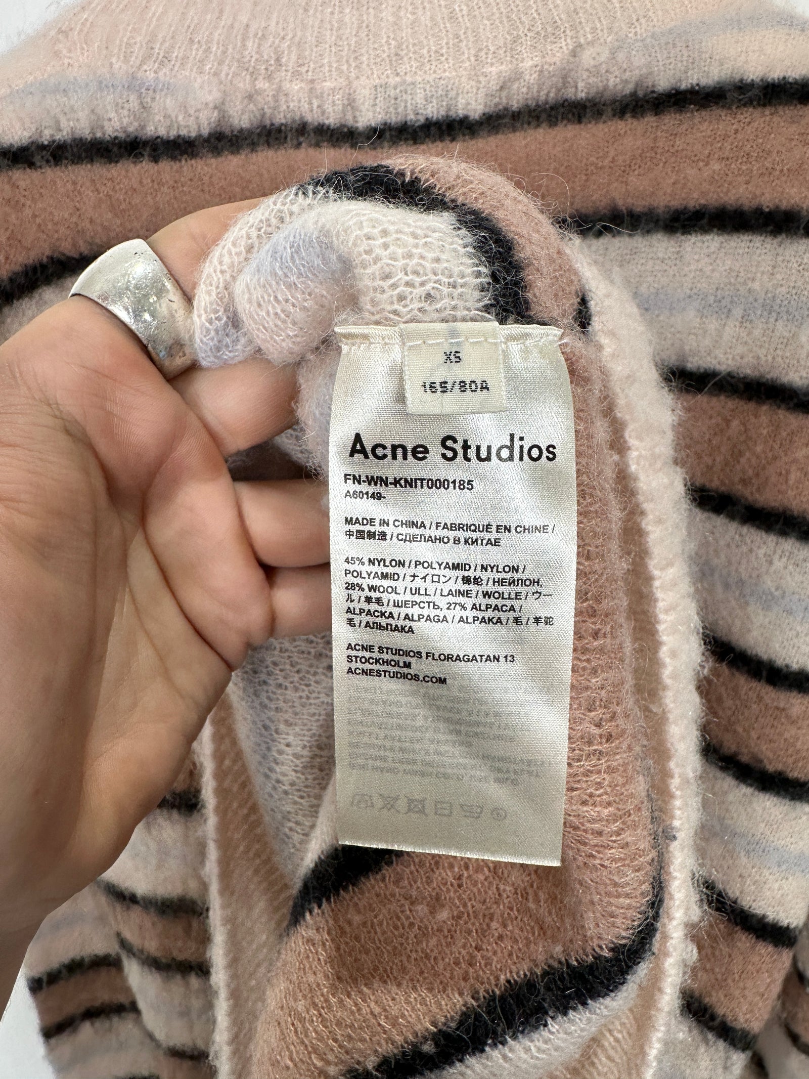 Acne Studios Loose Mohair Multi Strip Sweater Size XS