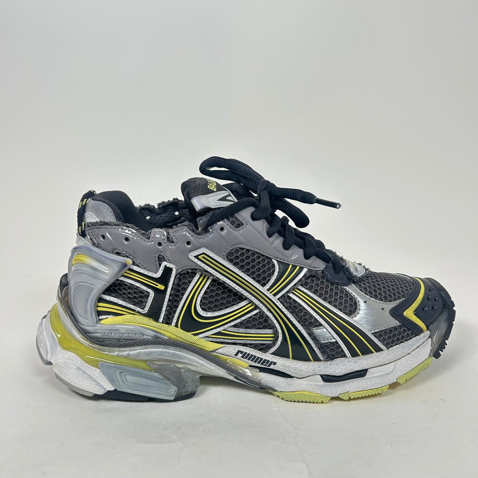 Balenciaga Grey/Yellow Runner Size 42