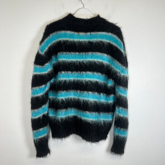 Marni Black/Blue Striped Mohair Sweater Size 46