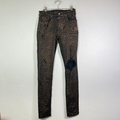 Amiri Broken Leopard Waxed Distressed Jeans