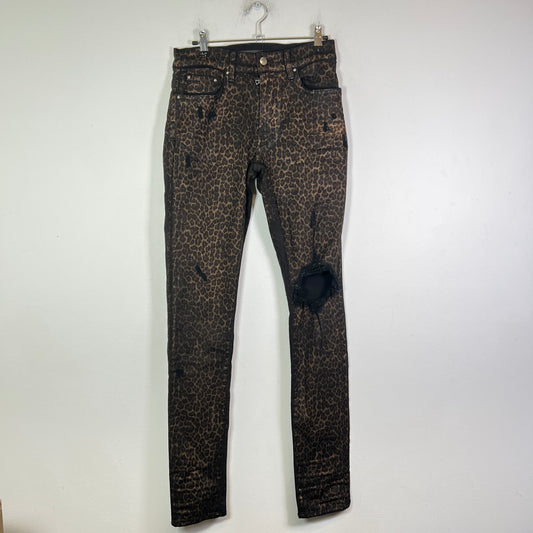Amiri Broken Leopard Waxed Distressed Jeans