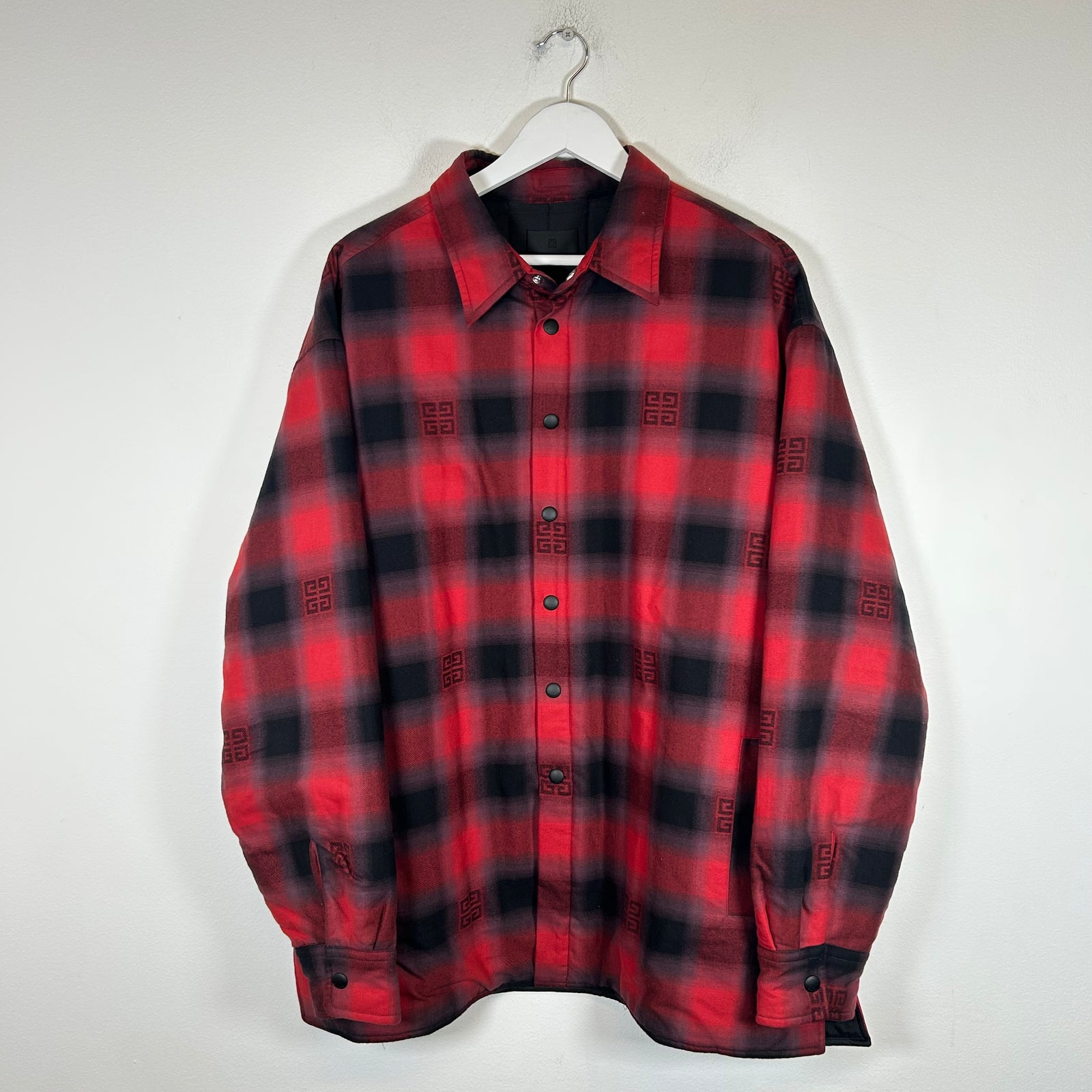 Givenchy Red 4G Plaid Quilted Jacket Size 42