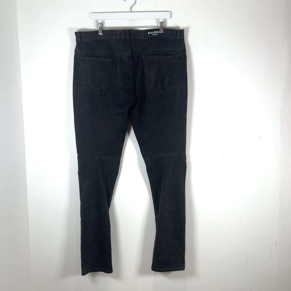 Balmain Slim Biker Denim Pants