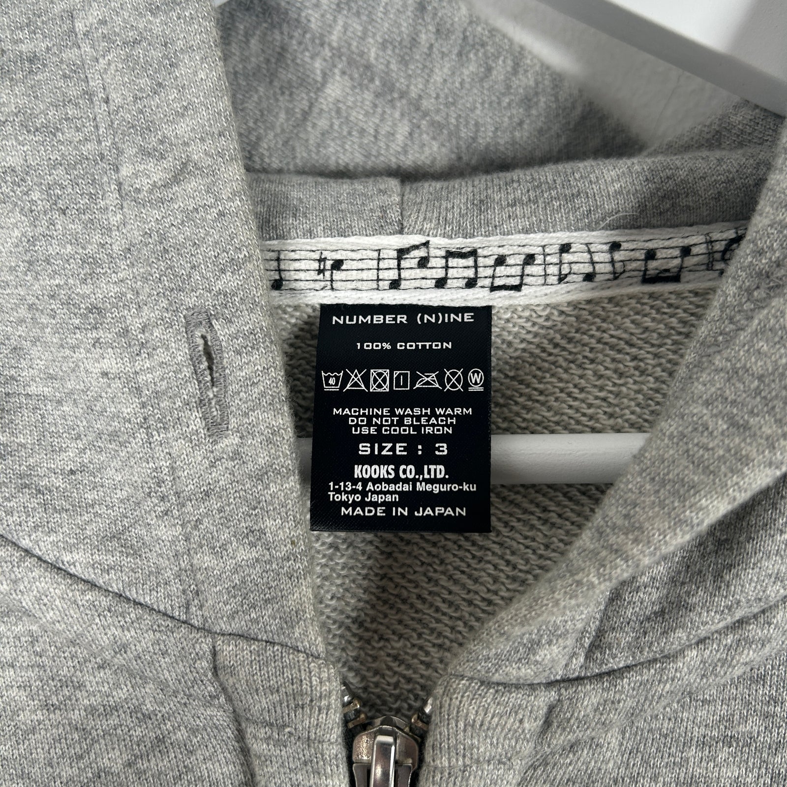 Number (N)ine 4-Pocket Grey Hoodie Size 3