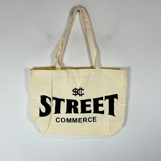 Street Commerce Cream Logo Canvas Tote Bag