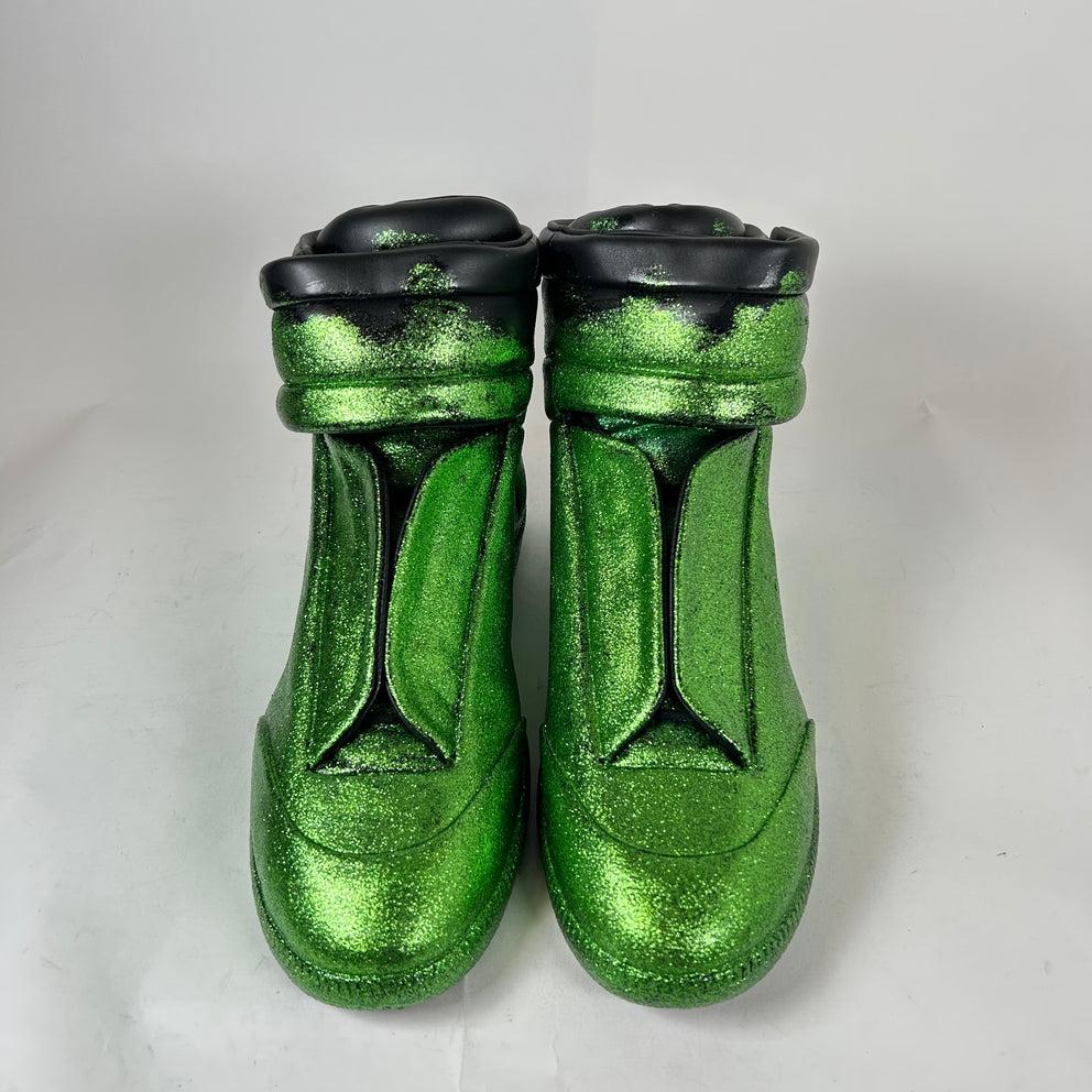 Maison Margiela Green Glitter Gradient High-Top Futures Size 46