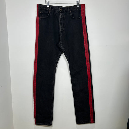 Balenciaga Red Striped Black Jeans Size 34