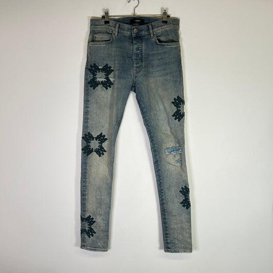 Amiri Antique Indigo MA Quad Applique Skinny Jeans