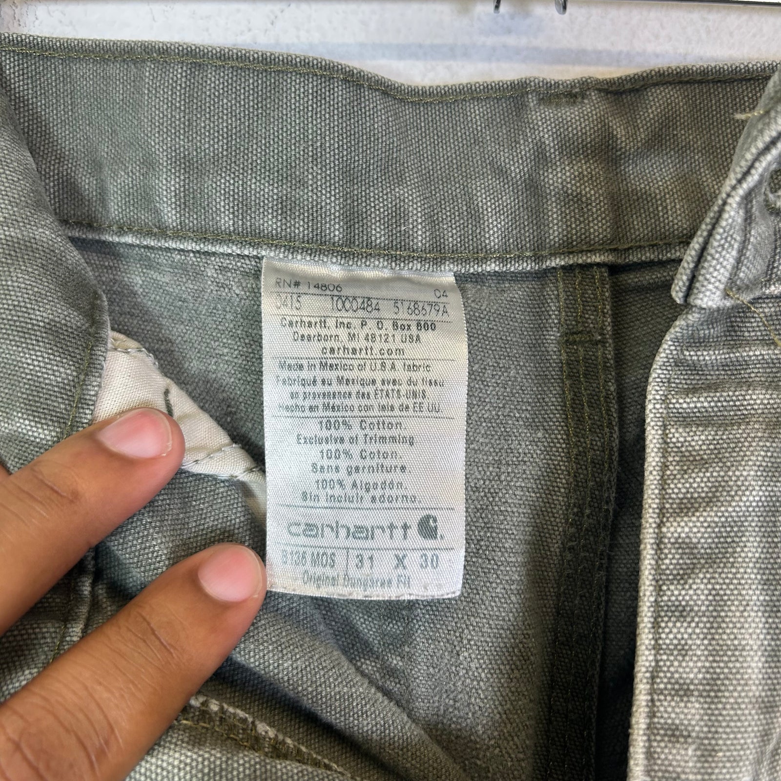 Carhartt Olive Thrashed Double Knee Carpenter Pants