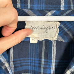 Greg Lauren Blue Plaid Button-Up Shirt Size 4