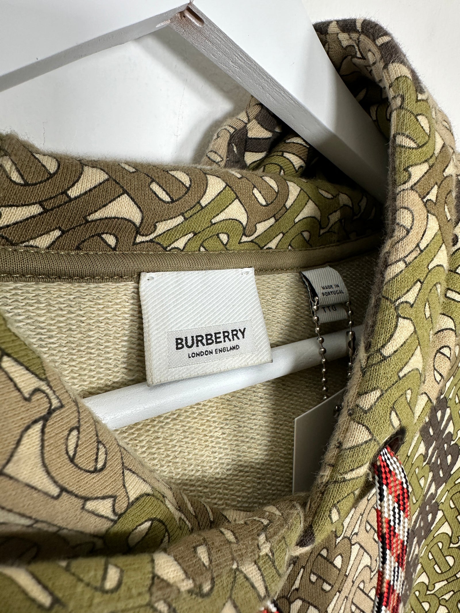 Burberry Green Camo 'TB' Monogram Hoodie Size XXL