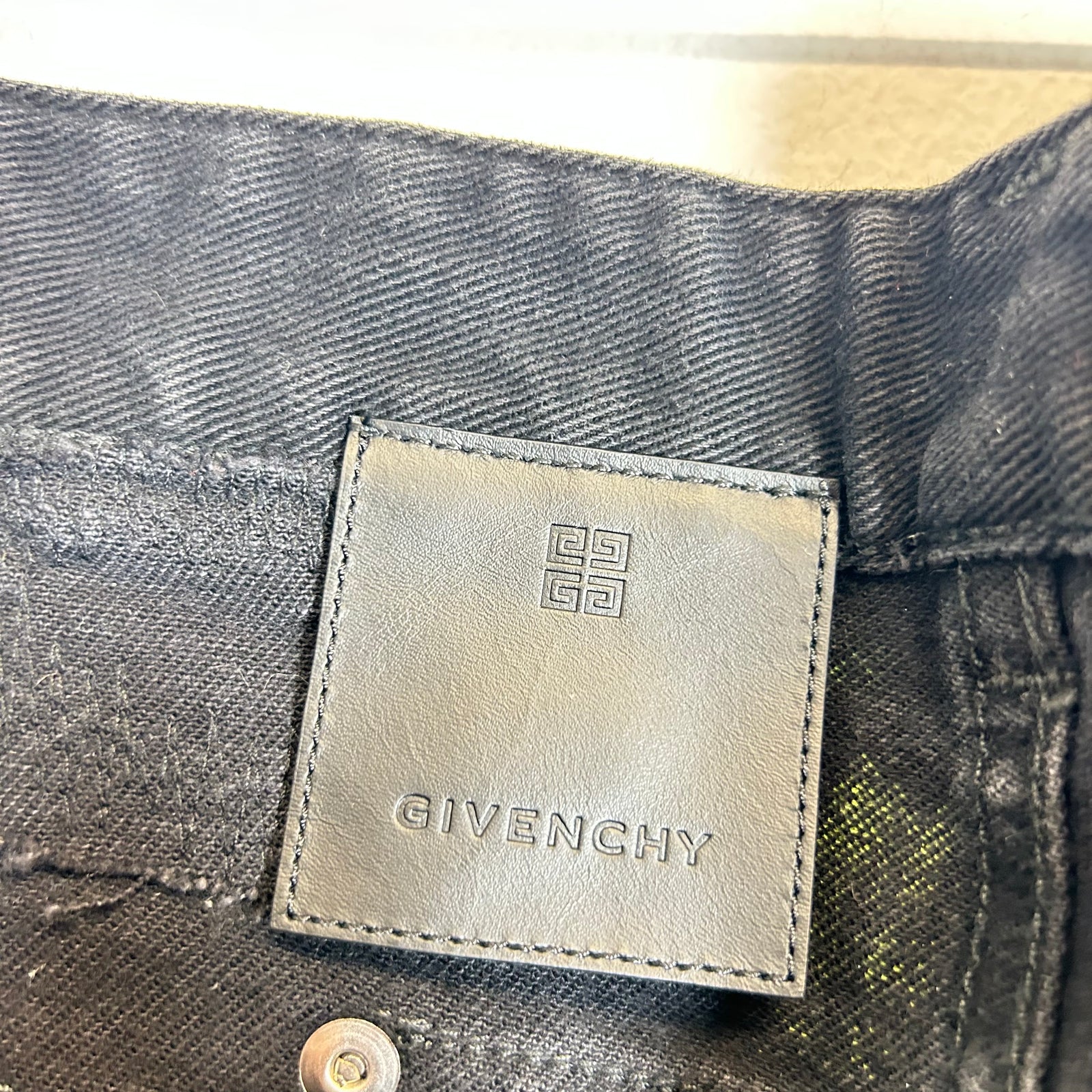Givenchy Green Painted Distressed Jeans Size 38