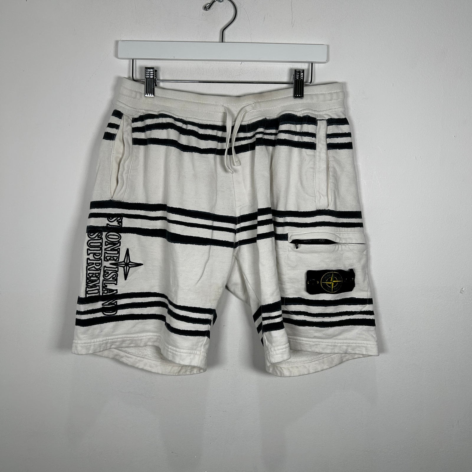 Stone Island x Supreme Blue Stripped Shorts Size S