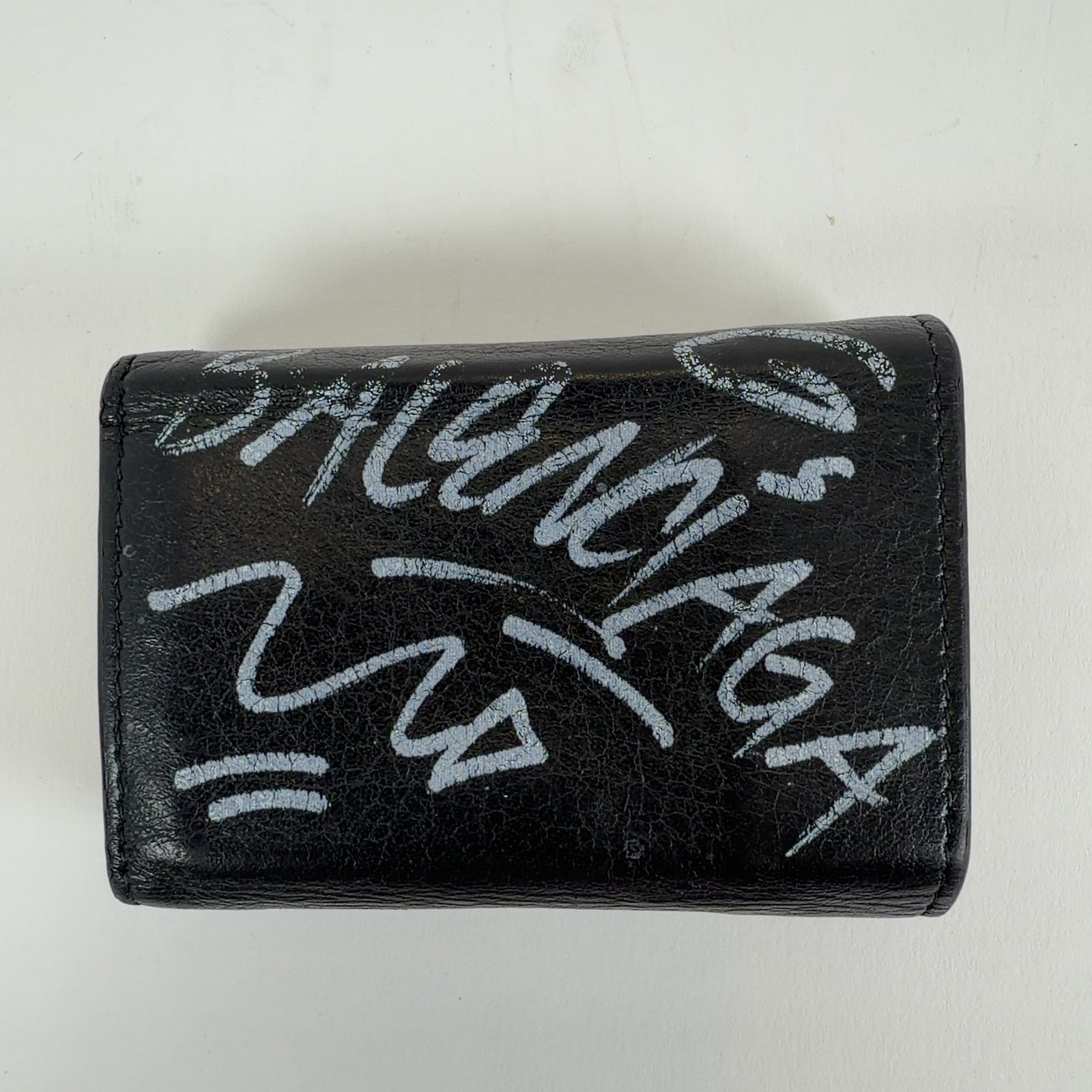 Balenciaga Tri-Fold Graffiti Leather Wallets